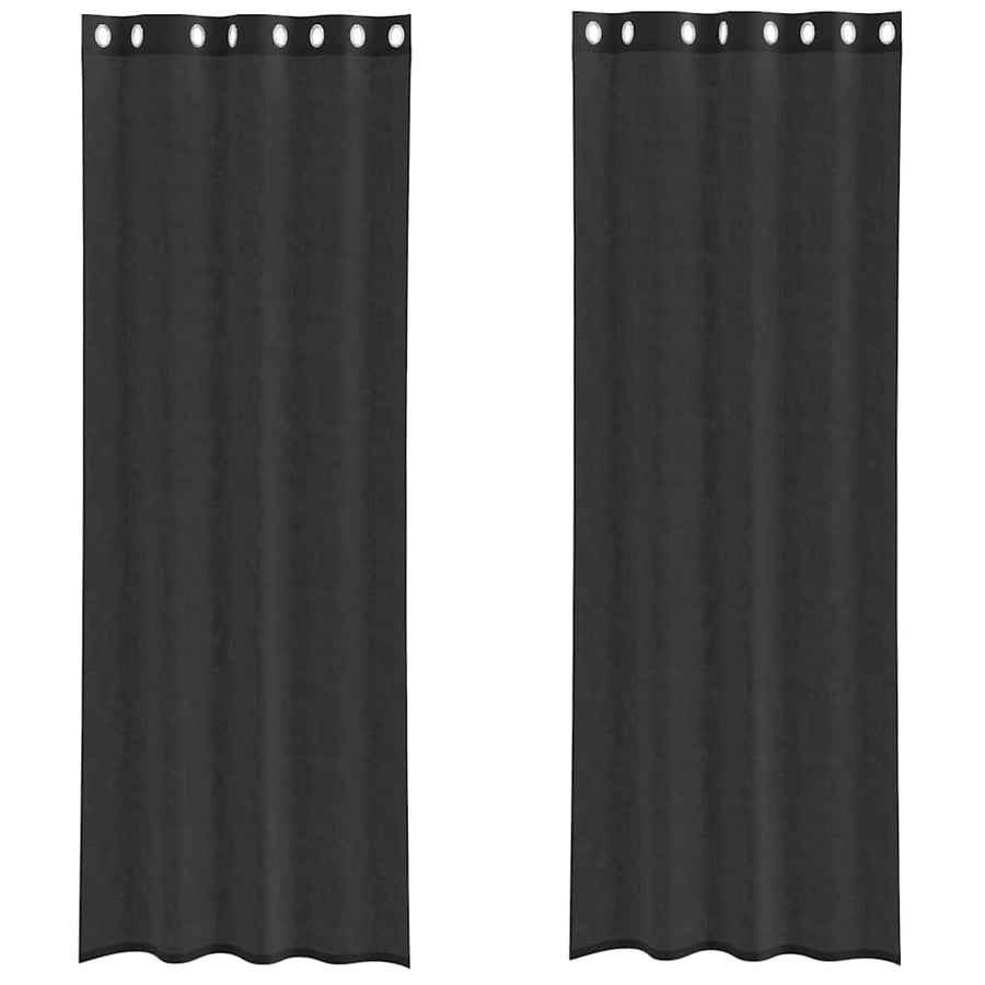 Gordijnen voile met doorvoertules 2 st 140x300 cm zwart