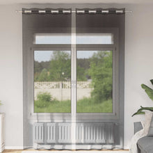 Gordijnen voile met doorvoertules 2 st 140x300 cm zwart