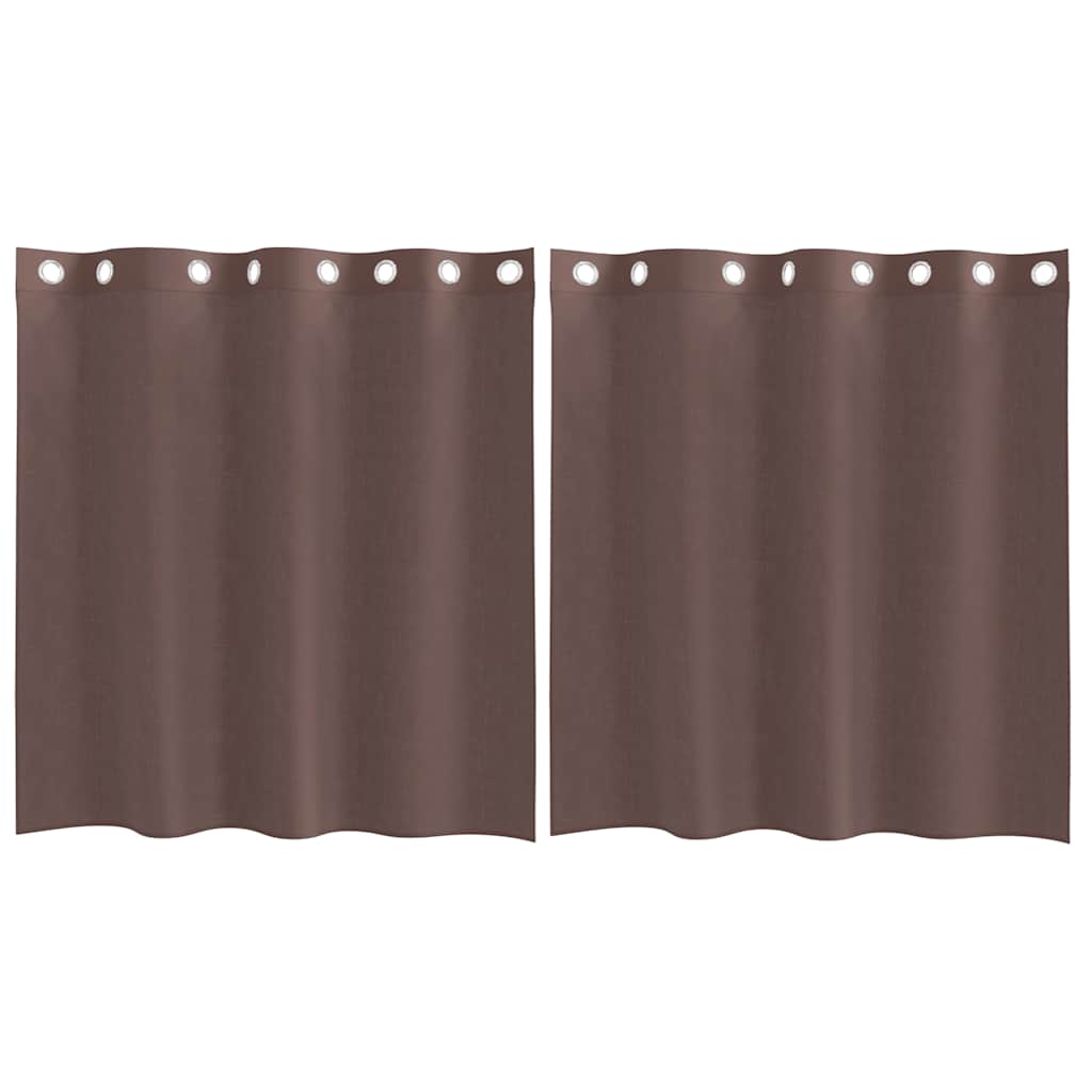 Gordijnen voile met doorvoertules 2 st 140x140 cm bruin