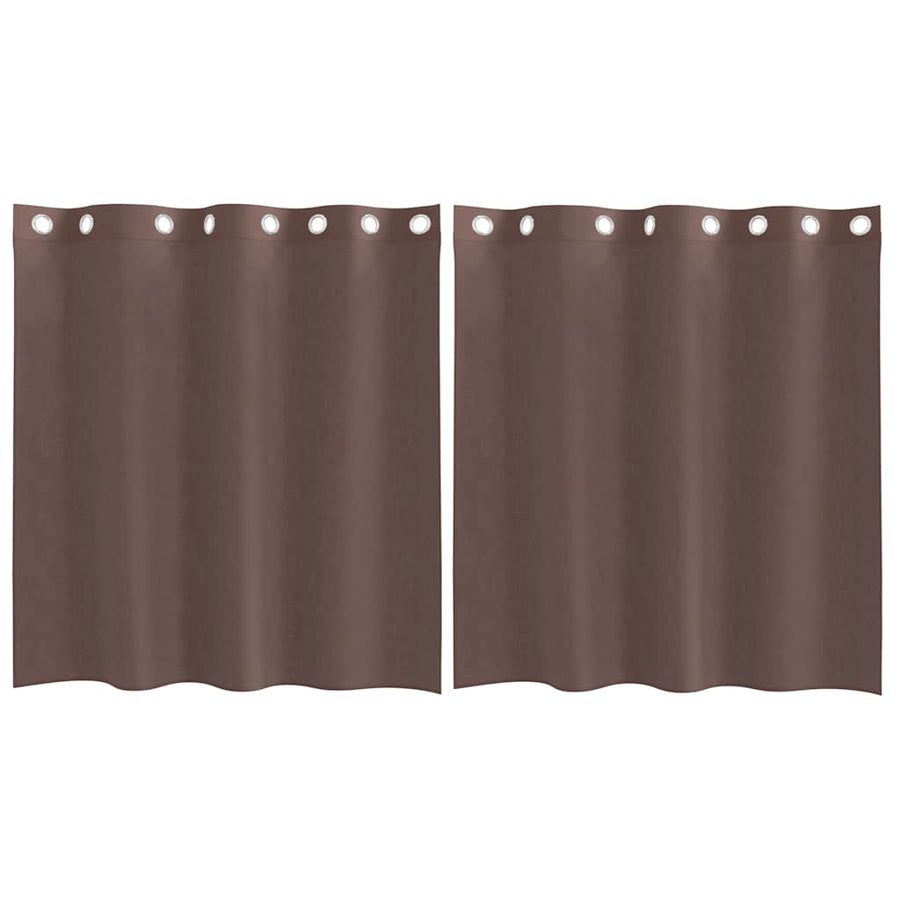 Gordijnen voile met doorvoertules 2 st 140x140 cm bruin
