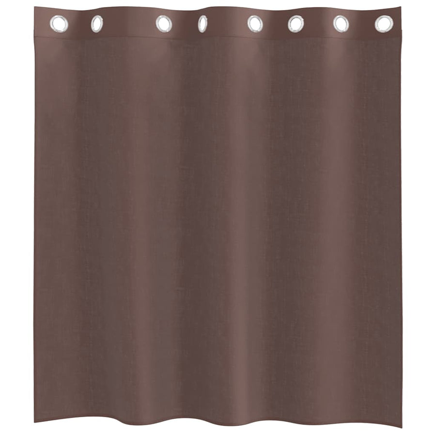 Gordijnen voile met doorvoertules 2 st 140x140 cm bruin