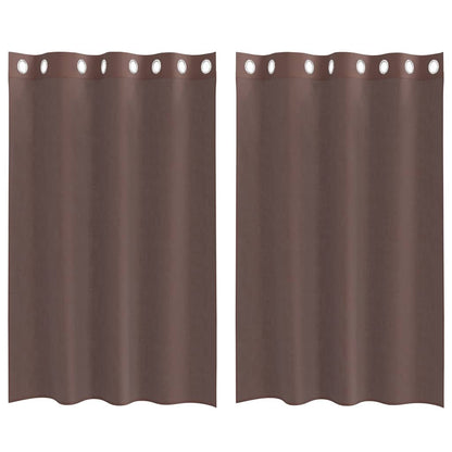 Gordijnen voile met doorvoertules 2 st 140x175 cm bruin