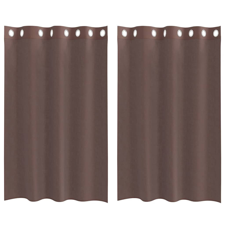 Gordijnen voile met doorvoertules 2 st 140x175 cm bruin