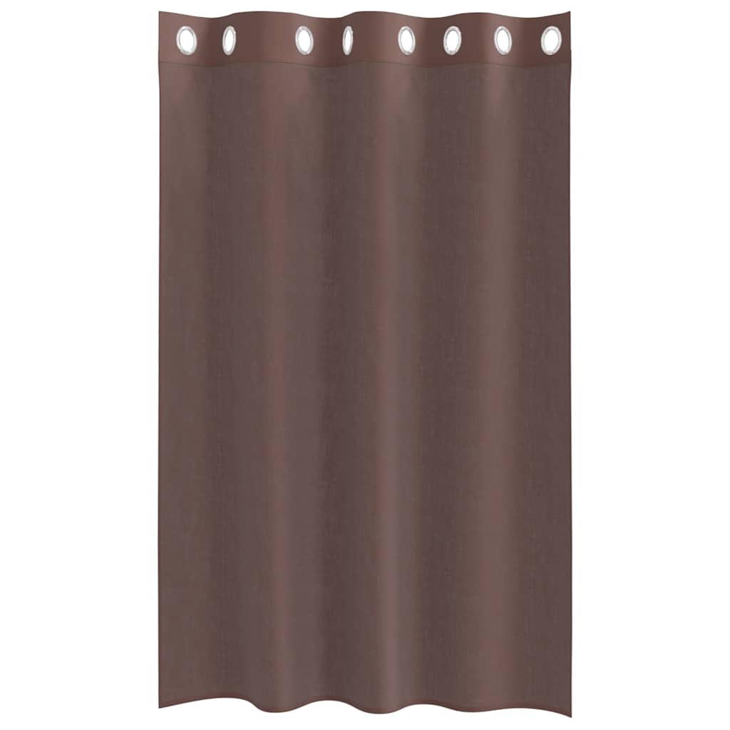 Gordijnen voile met doorvoertules 2 st 140x175 cm bruin