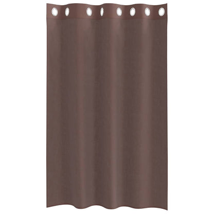 Gordijnen voile met doorvoertules 2 st 140x175 cm bruin