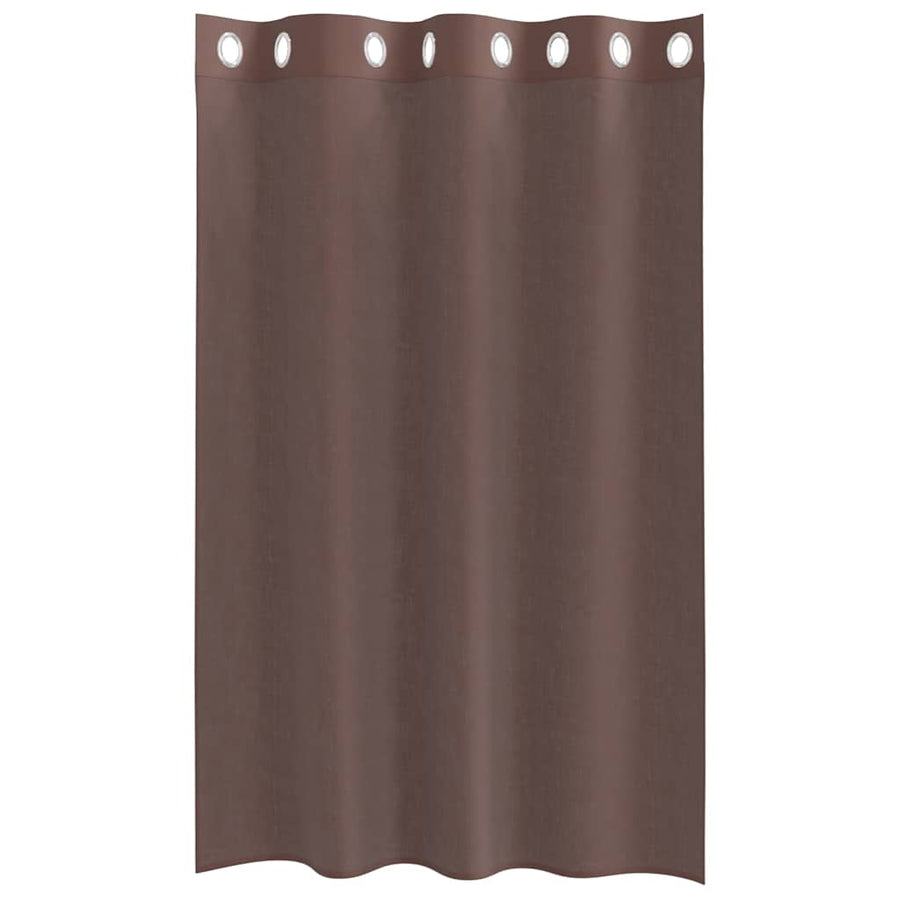 Gordijnen voile met doorvoertules 2 st 140x175 cm bruin