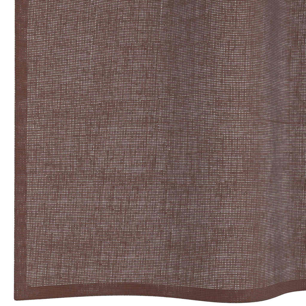 Gordijnen voile met doorvoertules 2 st 140x175 cm bruin