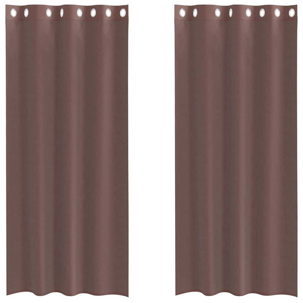 Gordijnen voile met doorvoertules 2 st 140x225 cm bruin
