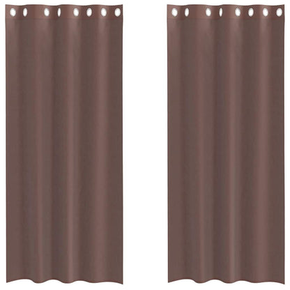 Gordijnen voile met doorvoertules 2 st 140x225 cm bruin