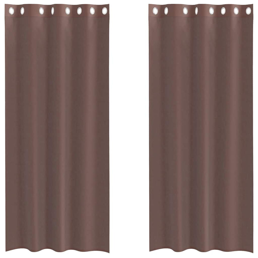 Gordijnen voile met doorvoertules 2 st 140x225 cm bruin