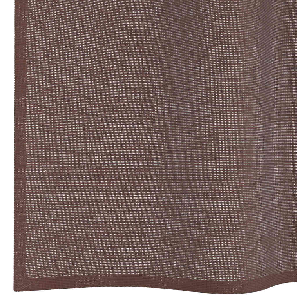 Gordijnen voile met doorvoertules 2 st 140x225 cm bruin