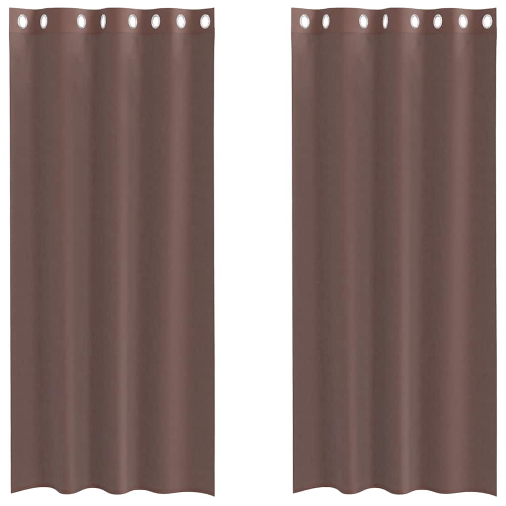 Gordijnen Voile met doorvoertules 2 st 140x245 cm bruin