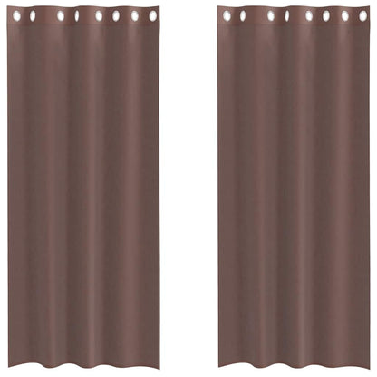 Gordijnen Voile met doorvoertules 2 st 140x245 cm bruin