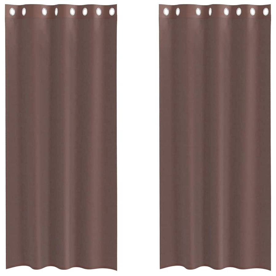 Gordijnen Voile met doorvoertules 2 st 140x245 cm bruin