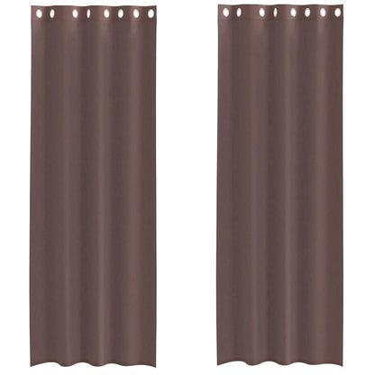 Gordijnen voile met doorvoertules 2 st 140x260 cm bruin