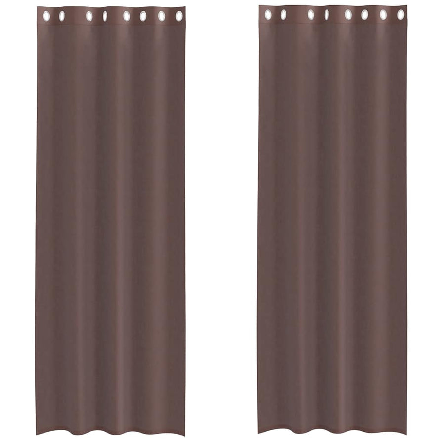 Gordijnen voile met doorvoertules 2 st 140x260 cm bruin