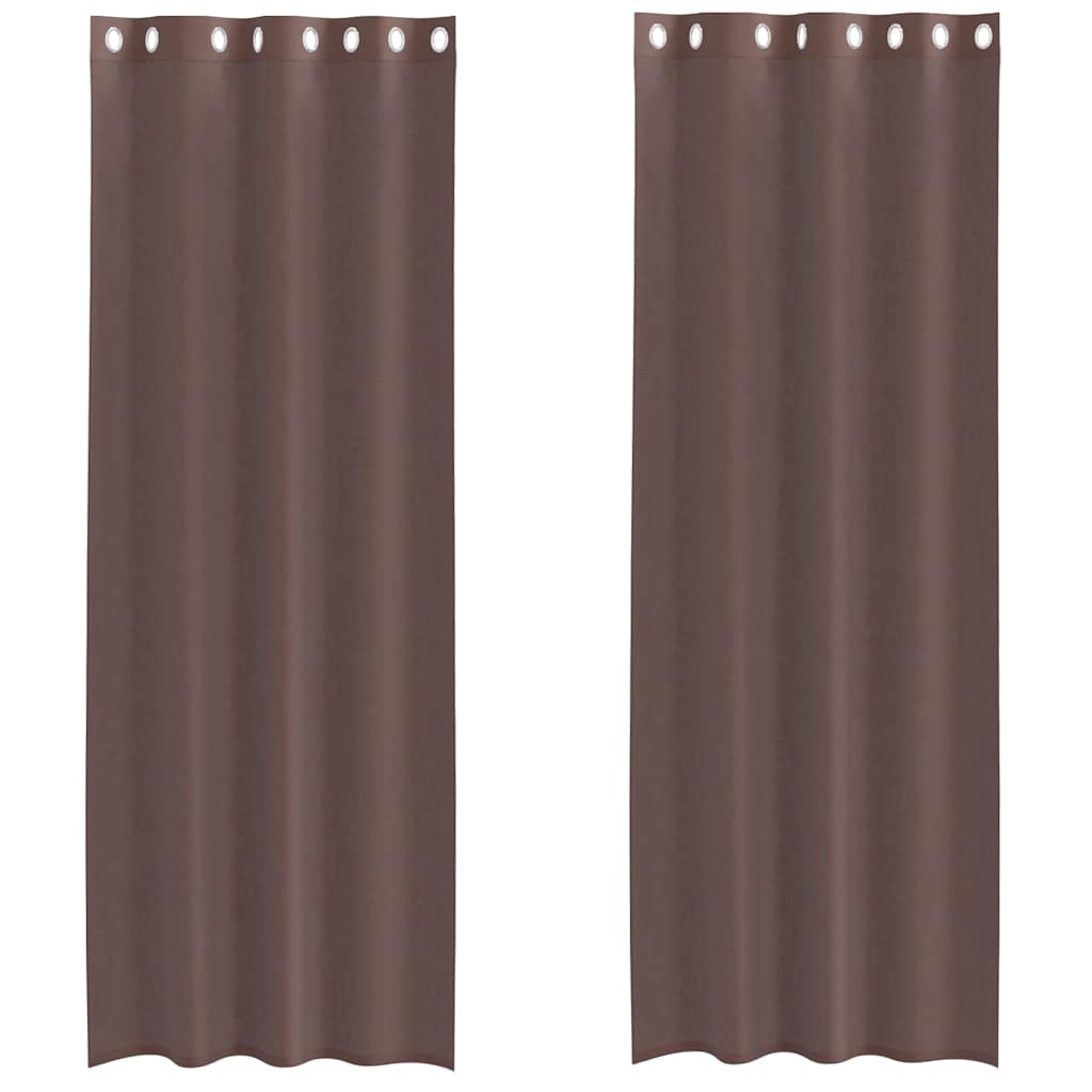 Gordijnen voile met doorvoertules 2 st 140x300 cm bruin