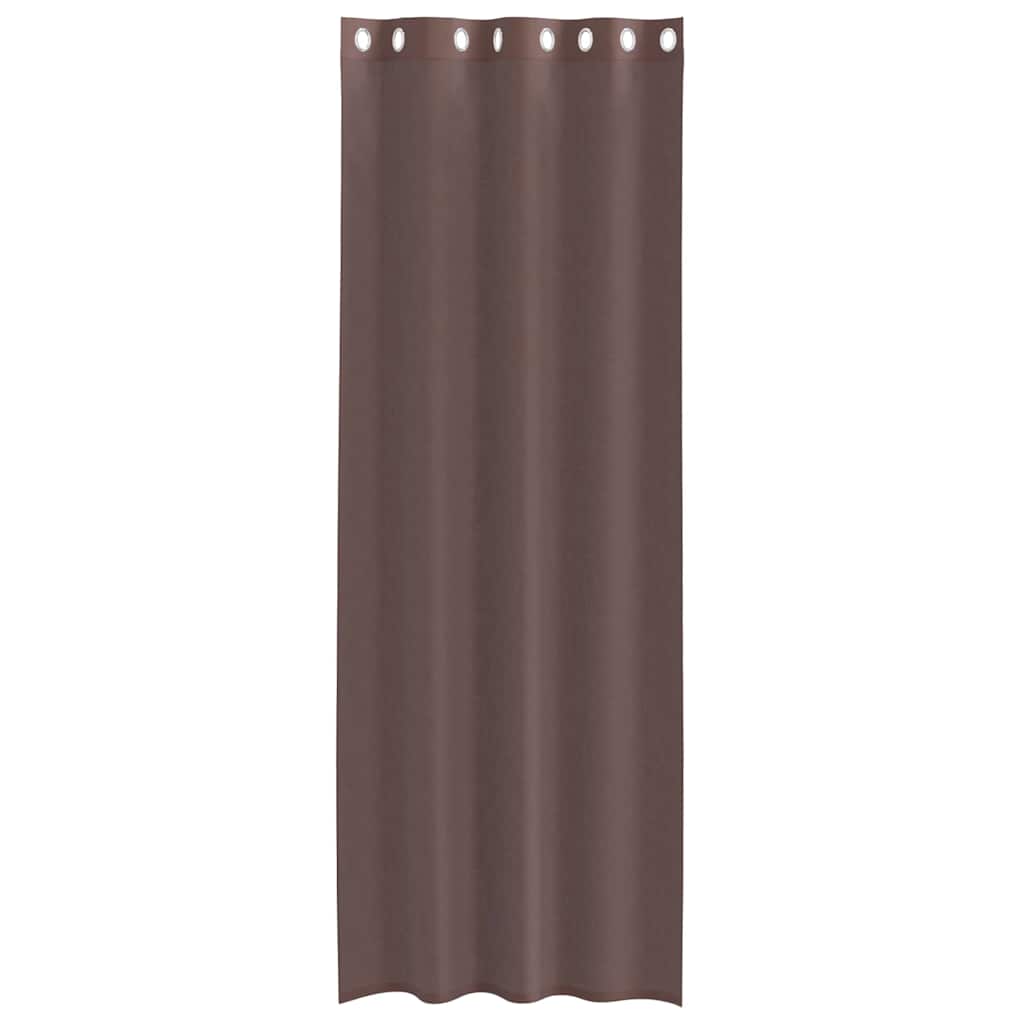 Gordijnen voile met doorvoertules 2 st 140x300 cm bruin