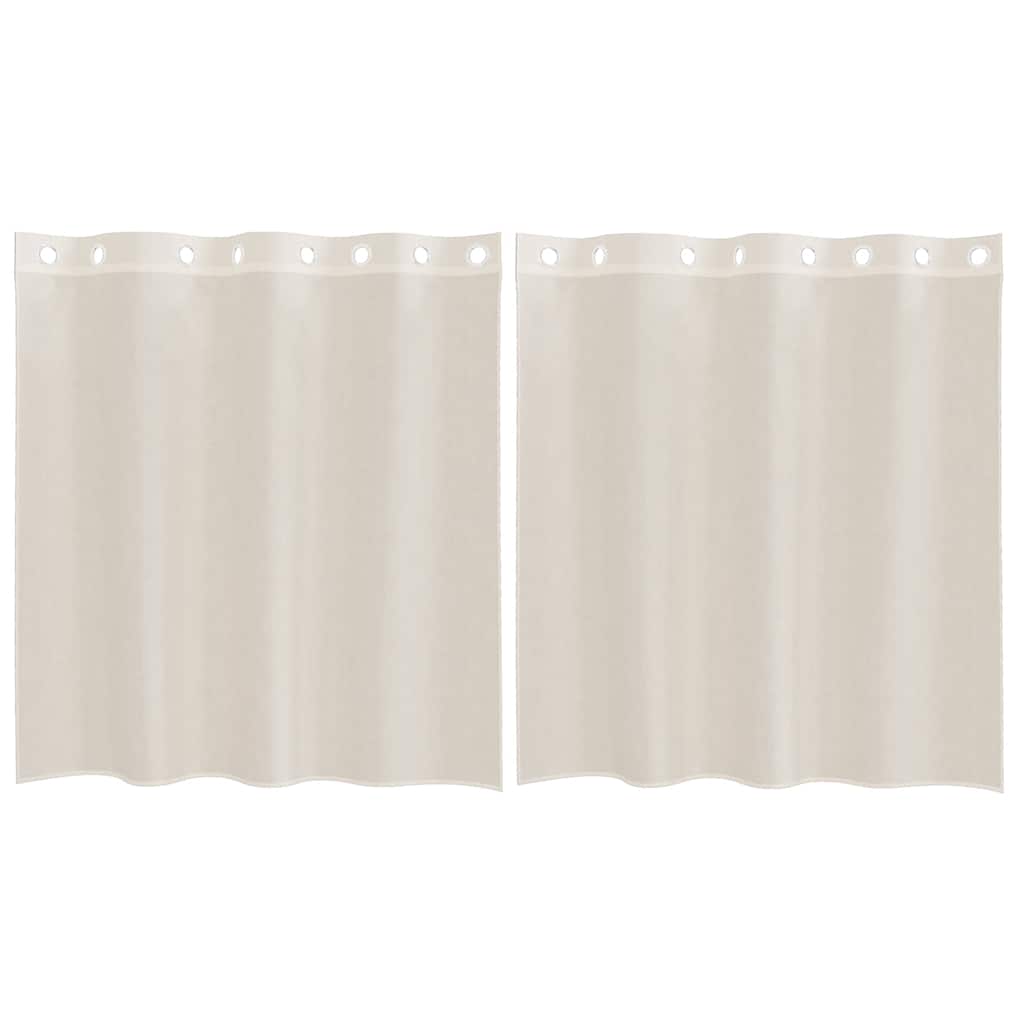 Gordijnen voile met doorvoertules 2 st 140x140 cm crèmekleurig