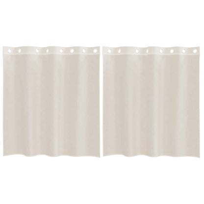 Gordijnen voile met doorvoertules 2 st 140x140 cm crèmekleurig