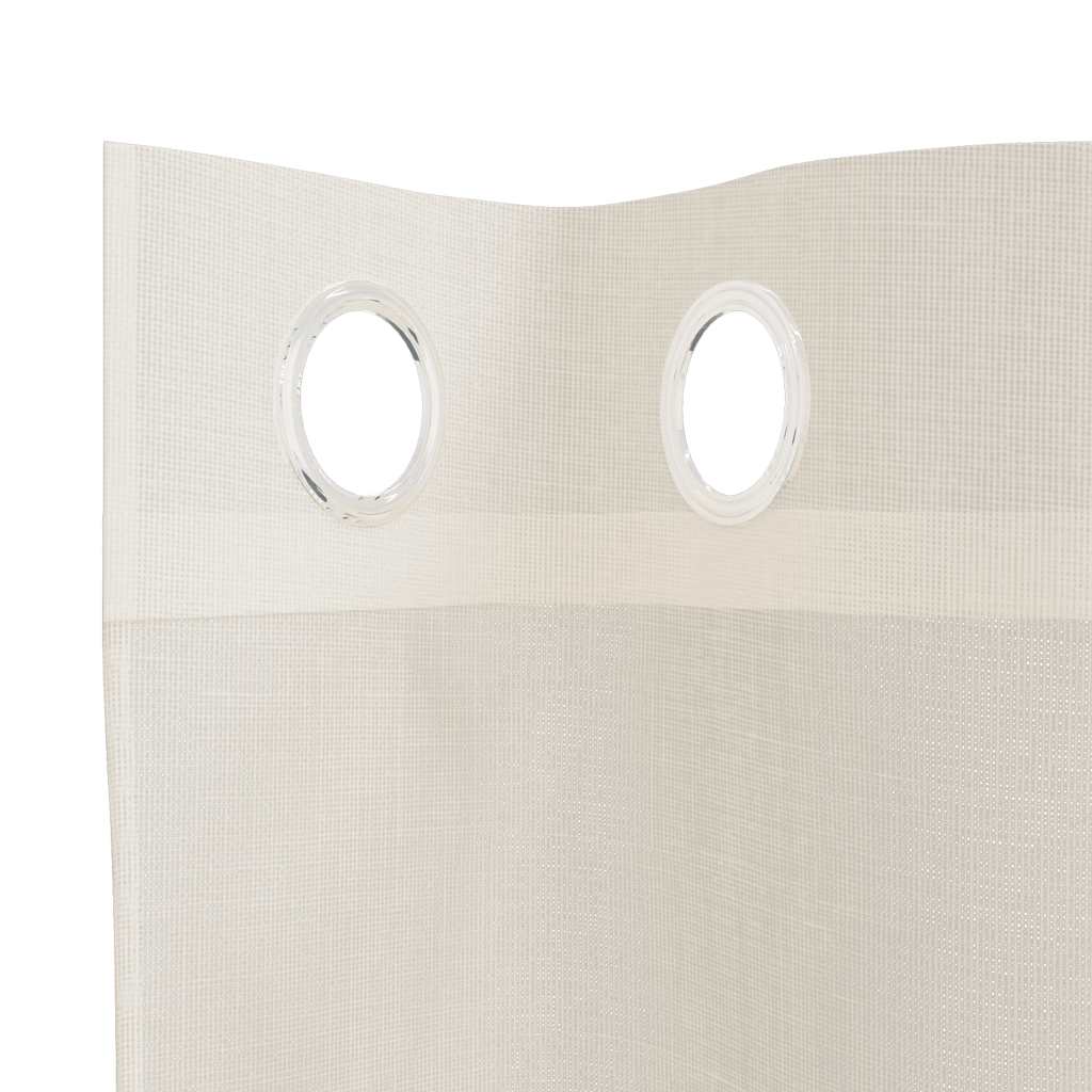 Gordijnen voile met doorvoertules 2 st 140x140 cm crèmekleurig