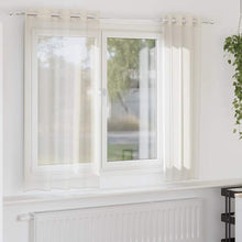 Gordijnen voile met doorvoertules 2 st 140x140 cm crèmekleurig