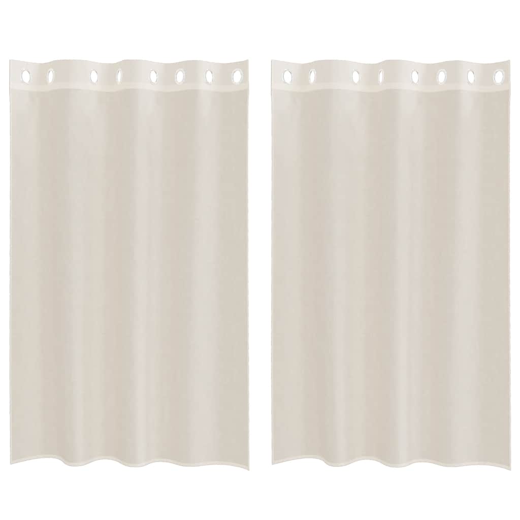 Gordijnen voile met doorvoertules 2 st 140x175 cm crèmekleurig
