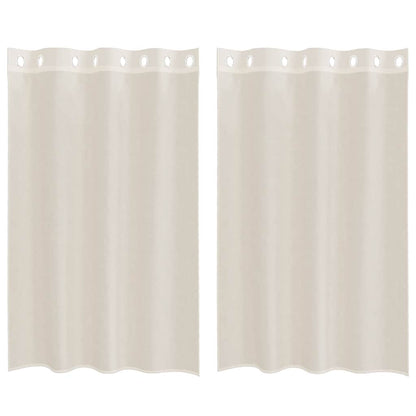 Gordijnen voile met doorvoertules 2 st 140x175 cm crèmekleurig