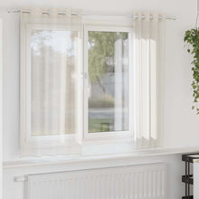 Gordijnen voile met doorvoertules 2 st 140x175 cm crèmekleurig