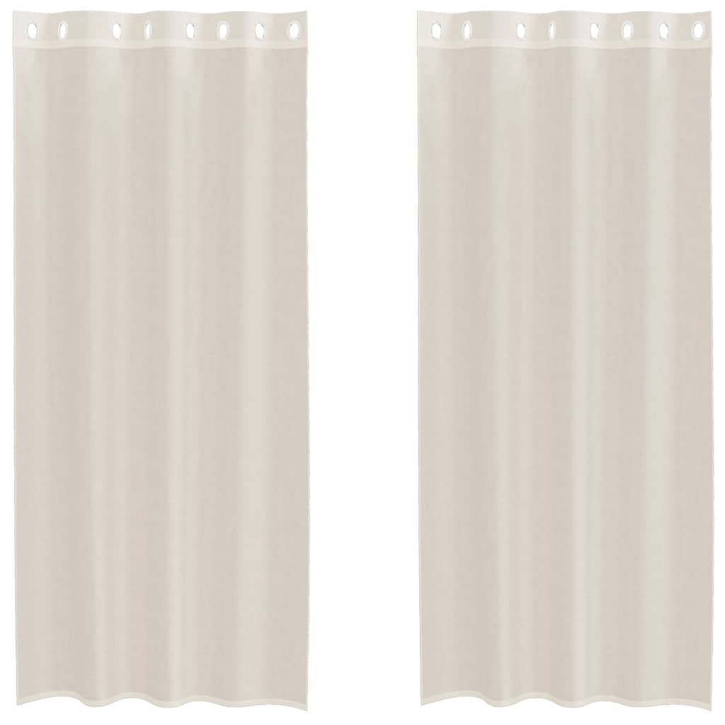 Gordijnen voile met doorvoertules 2 st 140x225 cm crèmekleurig