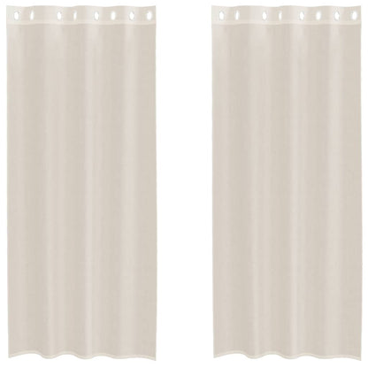 Gordijnen voile met doorvoertules 2 st 140x225 cm crèmekleurig