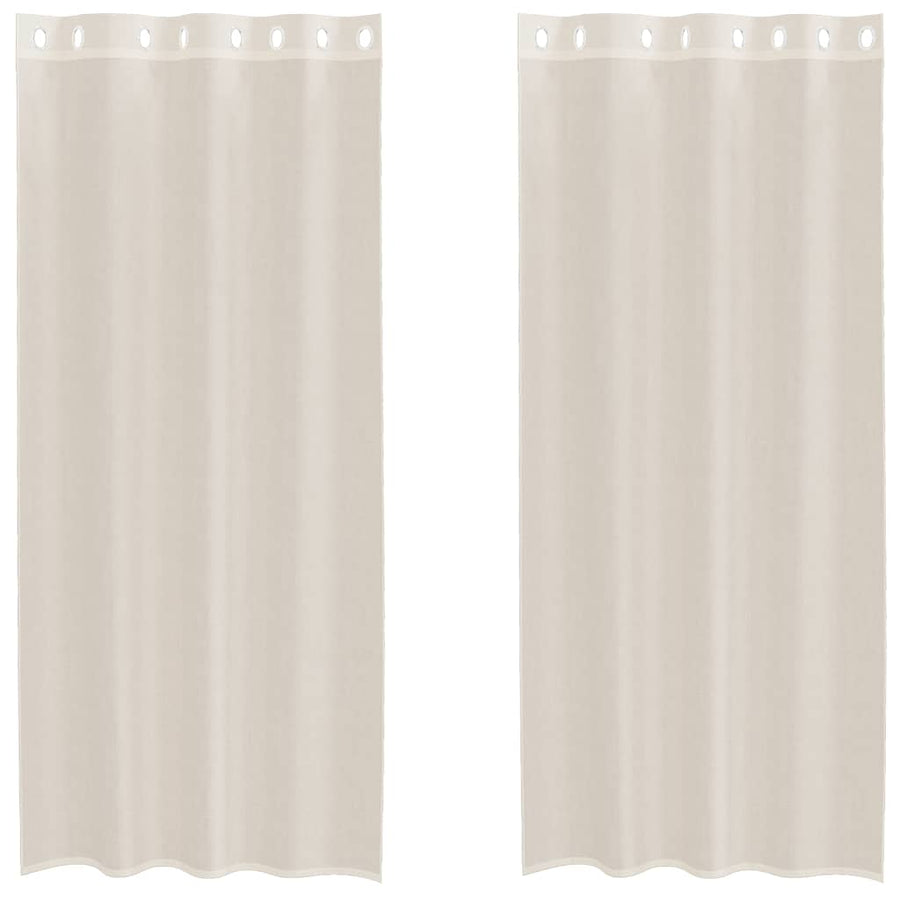 Gordijnen voile met doorvoertules 2 st 140x225 cm crèmekleurig