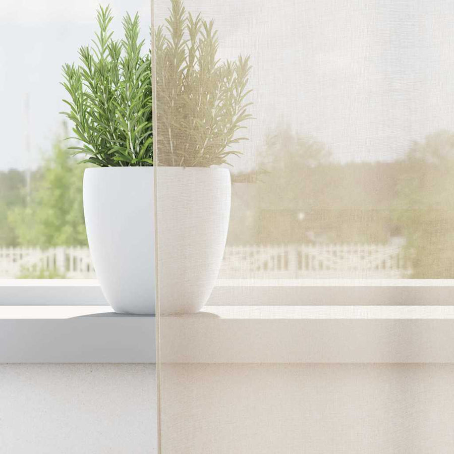 Gordijnen voile met doorvoertules 2 st 140x225 cm crèmekleurig