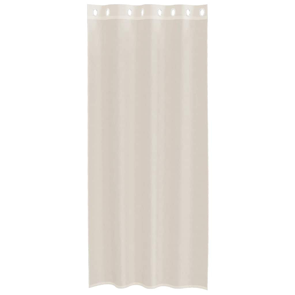 Gordijnen voile met doorvoertules 2 st 140x225 cm crèmekleurig