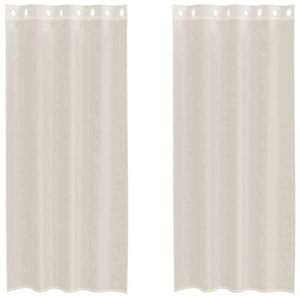 Gordijnen voile met doorvoertules 2 st 140x245 cm crèmekleurig