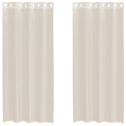 Gordijnen voile met doorvoertules 2 st 140x245 cm crèmekleurig