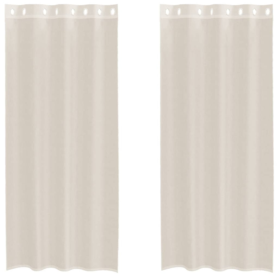 Gordijnen voile met doorvoertules 2 st 140x245 cm crèmekleurig