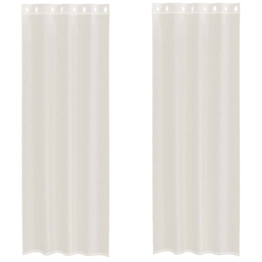 Gordijnen Voile met doorvoertules 2 st 140x300 cm crème