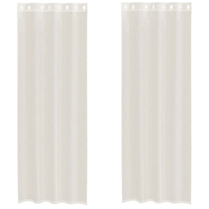 Gordijnen Voile met doorvoertules 2 st 140x300 cm crème
