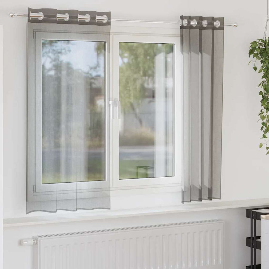 Gordijnen voile met doorvoertules 2 st 140x175 cm donkergrijs