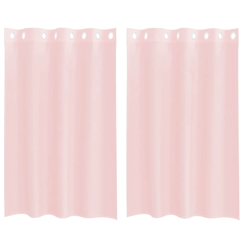Gordijnen voile met doorvoertules 2 st 140x175 cm lichtroze