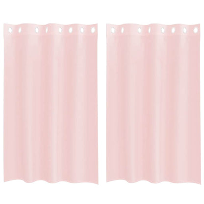 Gordijnen voile met doorvoertules 2 st 140x175 cm lichtroze