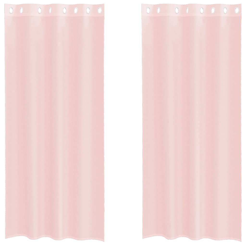Gordijnen voile met doorvoertules 2 st 140x225 cm lichtroze