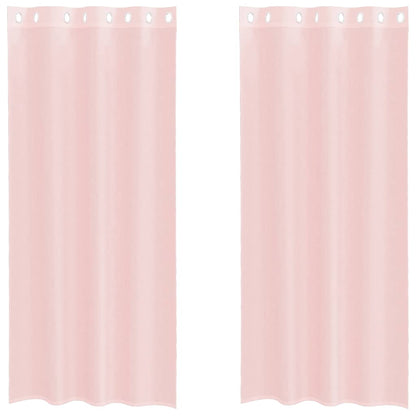 Gordijnen voile met doorvoertules 2 st 140x225 cm lichtroze