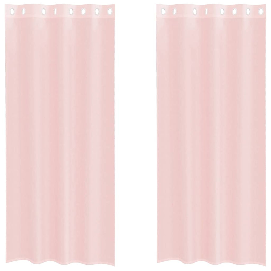 Gordijnen voile met doorvoertules 2 st 140x225 cm lichtroze