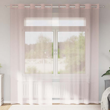 Gordijnen voile met doorvoertules 2 st 140x225 cm lichtroze