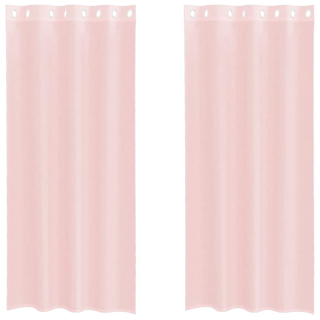 Gordijnen voile met doorvoertules 2 st 140x245 cm lichtroze