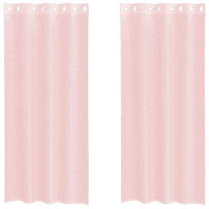 Gordijnen voile met doorvoertules 2 st 140x245 cm lichtroze