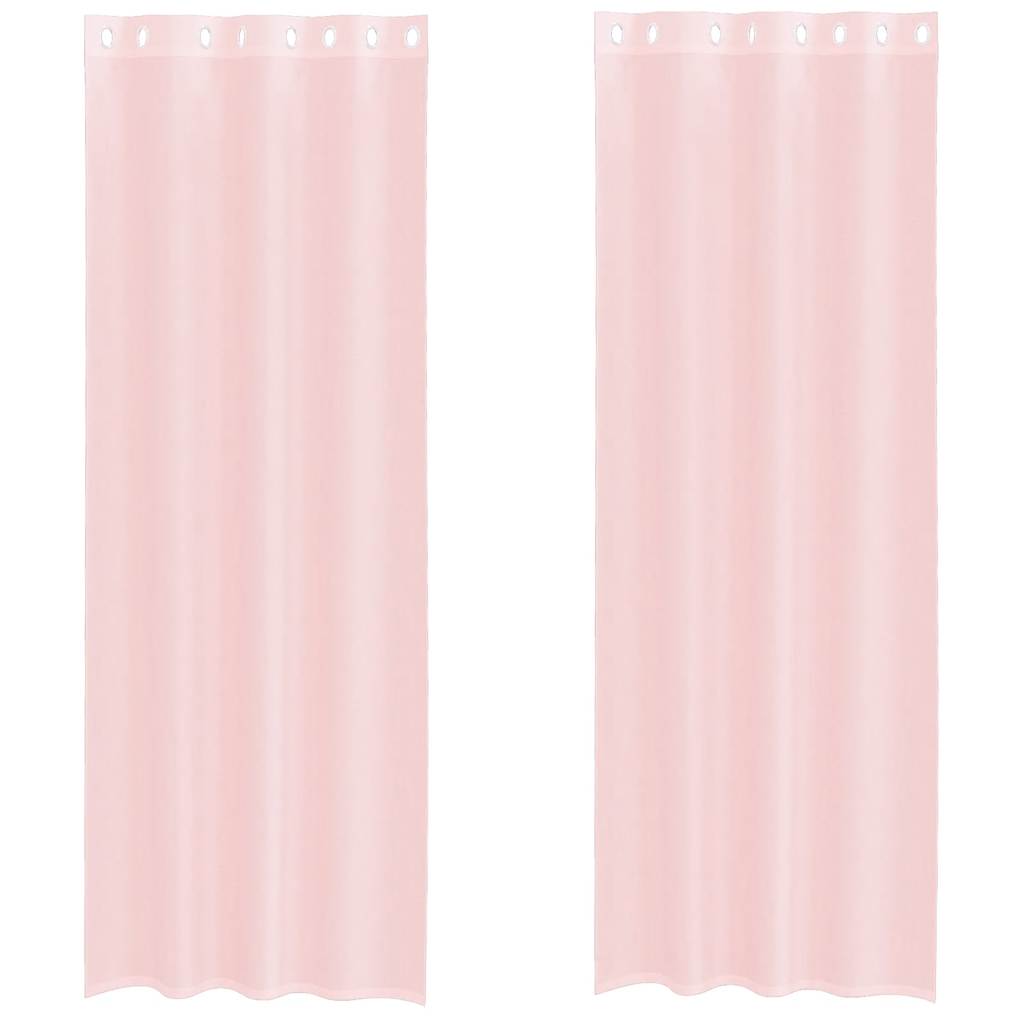 Gordijnen voile met doorvoertules 2 st 140x300 cm lichtroze