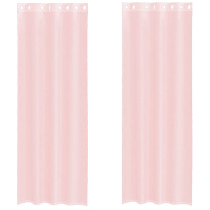Gordijnen voile met doorvoertules 2 st 140x300 cm lichtroze